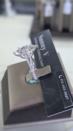 3.33Ctw Marquis Split Shank Diamond Ring 14KW 