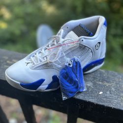 Retro White Hyper Royal Jordan 14’s