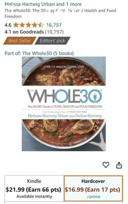 Whole 30 Cookbook-NEW OPEN BOX NEVER BEEN USED