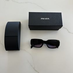 Prada Gradient Lens Black Rectangular Sunglasses