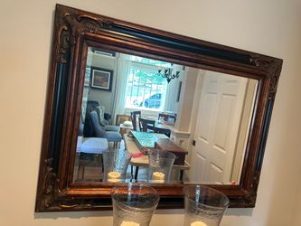 Ornate Wall Mirror with Dark Gold Frame