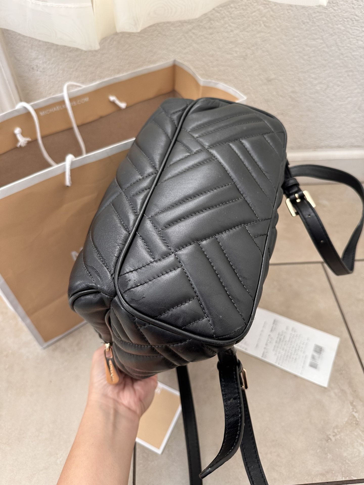 MK Abbey Medium Quilted Leather Backpack