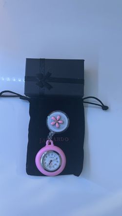 Pink Nurse Fob Watch with Retractable Clip
