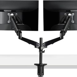 Premium Gas Spring Dual Monitor Mounting Arm Monitor Stand For 15"-27", Easy Installation With Quick Release Fast Mounting Plate
