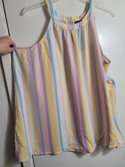 Striped Gauze Goddess Neck Tank Top