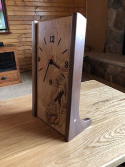 Custom made table clock. 100 year old white oak and walnut! One of a kind! Sweep second hand! $175.00