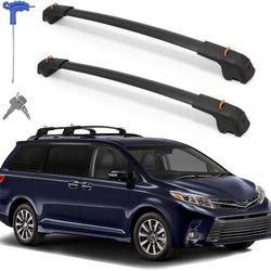 Roof Rack Cross Bars for Toyota Sienna 2011-2020, Aluminum w/ Lock, 300 lbs Capacity
