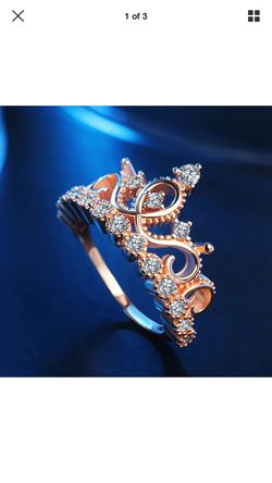 Rose Gold Zircon Women Crown Ring