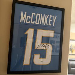 Ladd McConkey #15 Los Angeles Chargers Signed Custom Frame Jersey