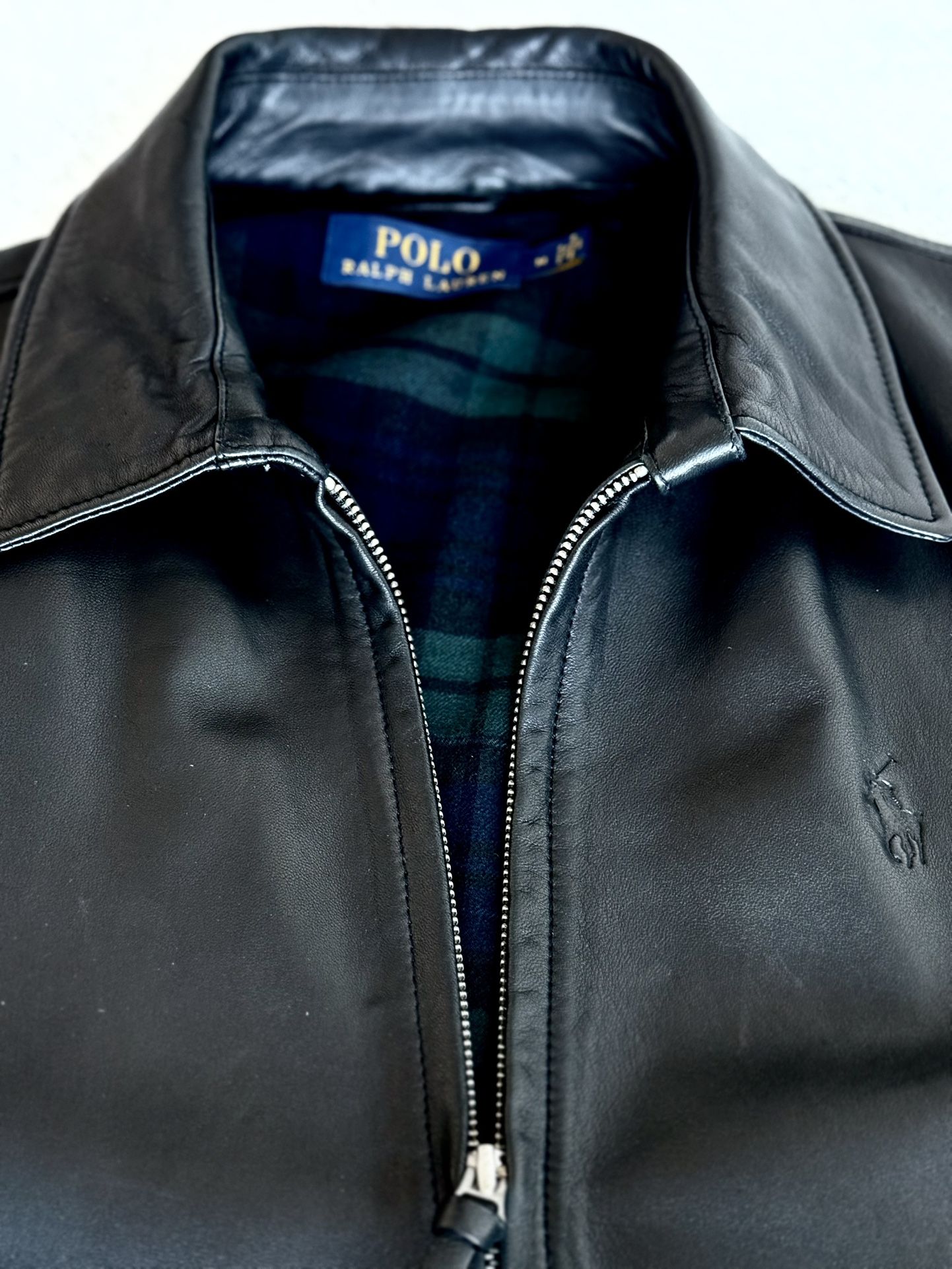 Mens Polo Ralph Lauren 💯 Leather Black Jacket Size Medium 