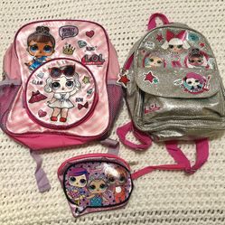 LOL Surprise mini backpacks and coin purse