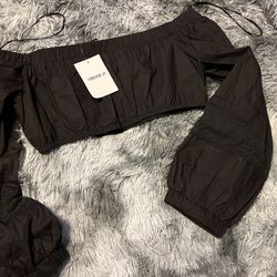 Forever 21 Black Crop Long Sleeves Tube too Size M