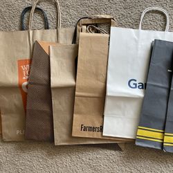 Lot of 51 Brown Shopping Paper Bags - Medium and Large - Handles