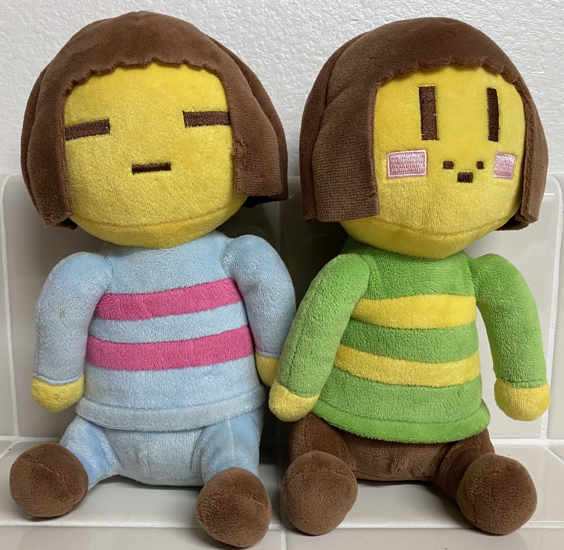 TWO Undertale Plush Doll Frisk and Chara Plushies Stuffed Toy Dolls Gifts LOT