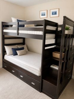 Twin Over Twin Bunk Bed with Trundle & Storage - $99