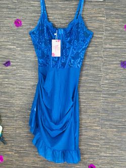 Blue Lace Bodice Slip Dress with Tags