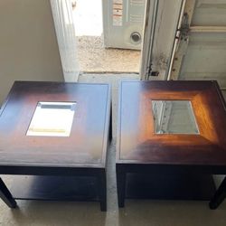 2 Side Tables With Mirror Center