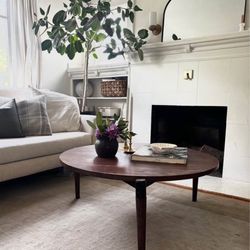 Solid Wood Round Coffee Table – Mid Century Modern / Walnut