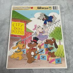Vintage 1986 Pound Puppies Golden Extra Thick Frame Tray Puzzle #4663B 