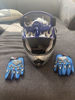 Kids Motocross Full Face Helmet with Goggles and Gloves