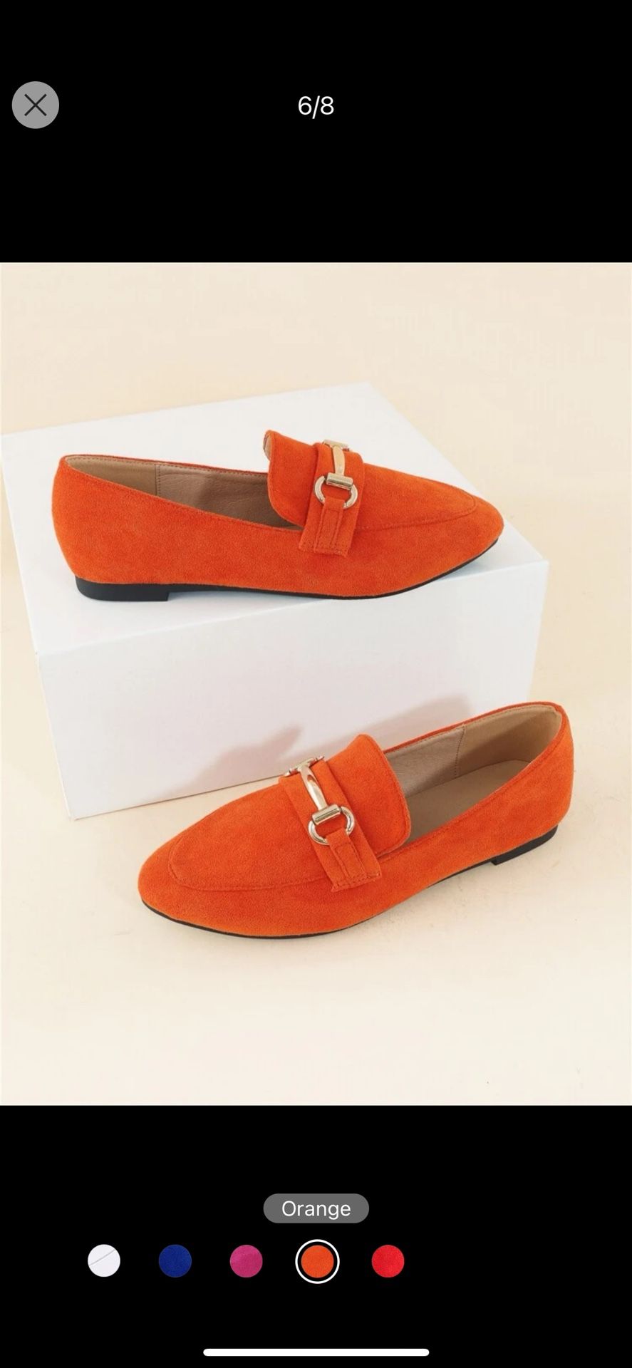 Women's Orange Forward-looking Plain Loafers With Metallic Detailing, Faux Suede Upper And Flat Heels