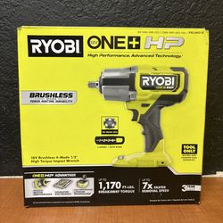 RYOBI PBLIW01B ONE+ HP 18V Brushless 4-Mode 1/2" High Torque Impact Wrench NEW