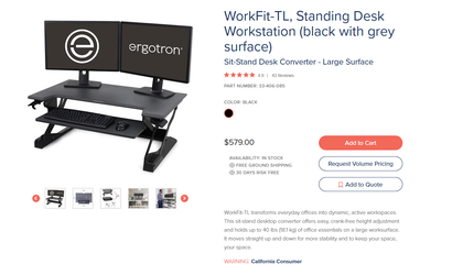 Ergotron WorkFit-TL - Sit-Stand Desk Converter (Black and Grey)