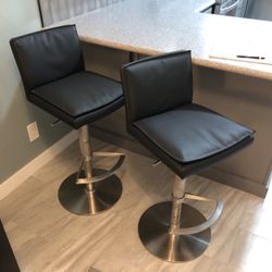 Pair Black Modern Adjustable Height Chairs