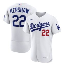 Men's Los Angeles Dodgers Clayton Kershaw Nike White Home Authentic Jersey Size 48 XL