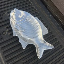 Cast Metal Aluminum Fish Tray Platter Dish Nautical Ocean Lake Fishing Decor 17"