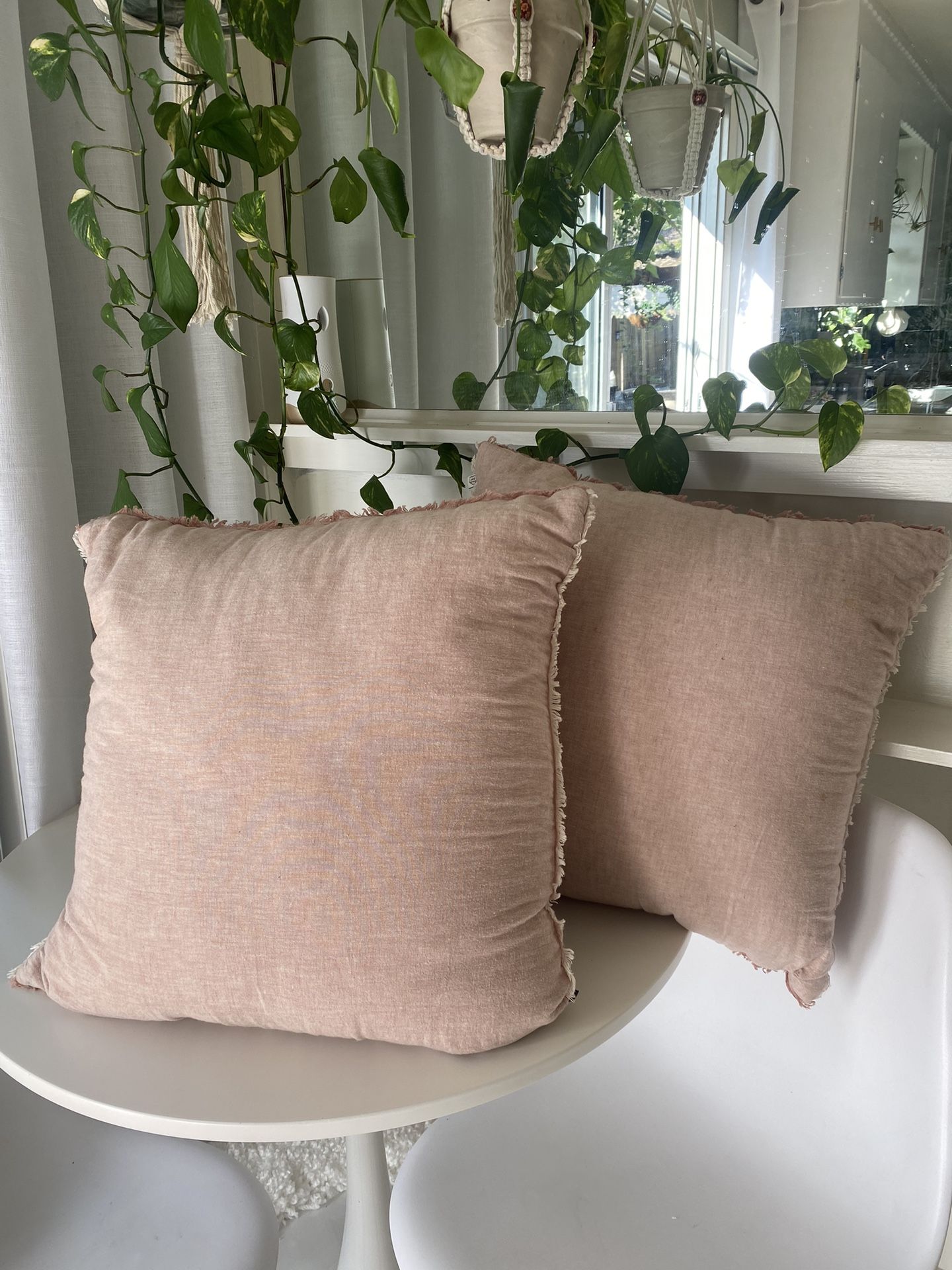 Oversized Linen Decorative Throw Pillows - Set Of 2