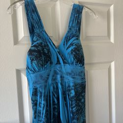 Blue and Black Hibiscus Sundress