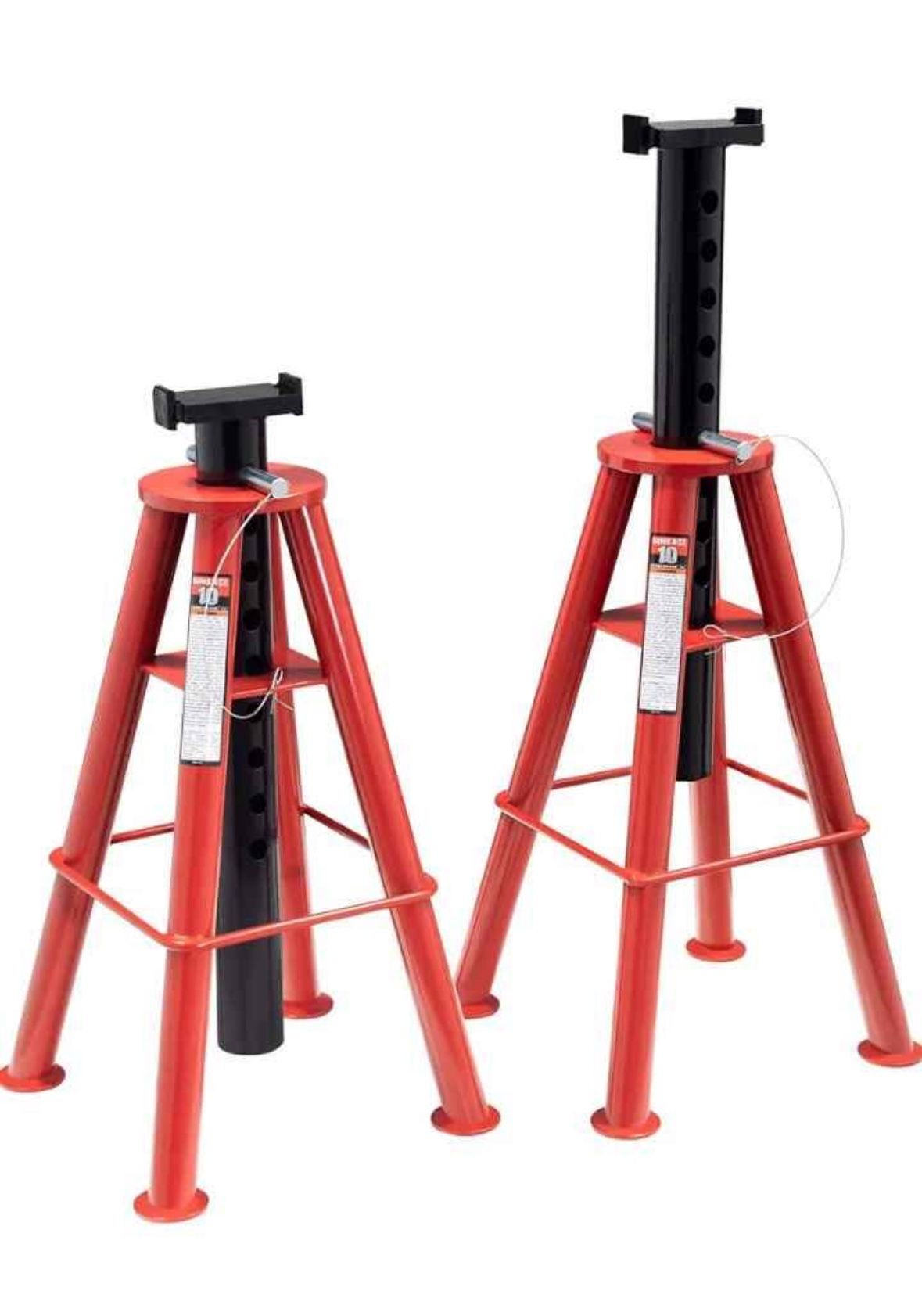 Sunex 1410 10-Ton, High Height, Pin Type, Jack Stands, Pair