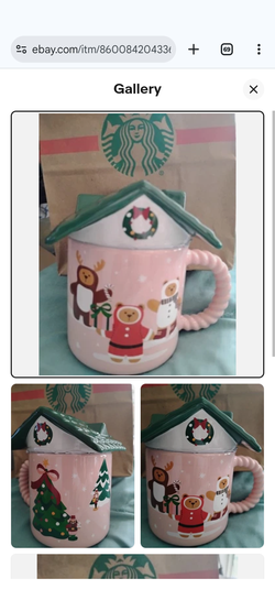 Starbucks HOLIDAY CHRISTMAS Gingerbread Bear House Coffee Mug Roof Top Ceramic