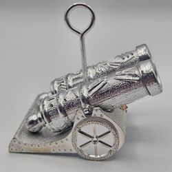 Vintage Niagra Falls Silver Plastic Double Cannon Salt and Pepper Shakers Cart