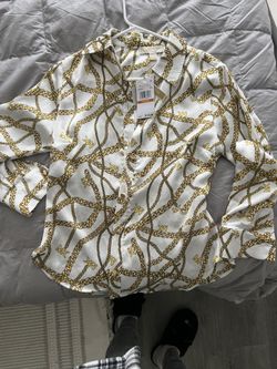 MICHAEL Michael Kors Women's Chain Printed Button Down Top