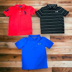 Boys Polo Shirts Size 5/6 Under Armour And Polo Ralph Lauren