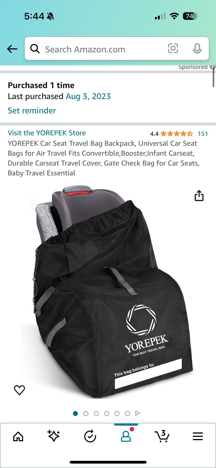 Car Seat Bag 