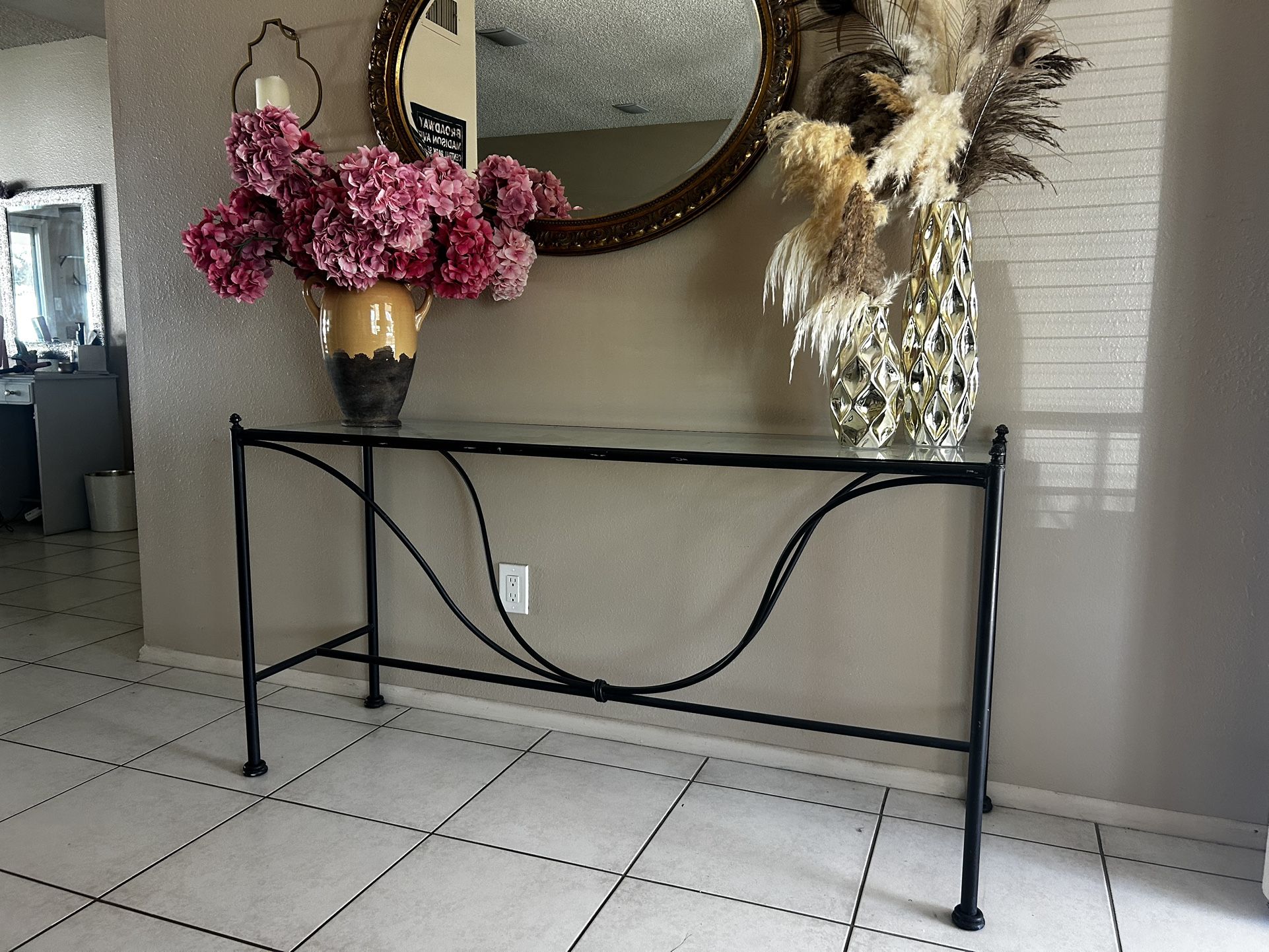 Glass Top Console Table