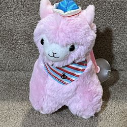 Alpaca Llama  Pink Amuse Plush Stuffed Animal 6" Sailor Hat Scarf Window Hanger