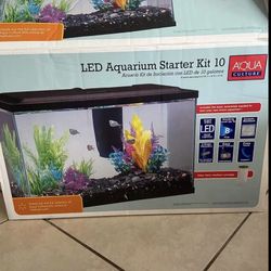 Brand new 10 gallon fish tank starter kit with included heater and decor