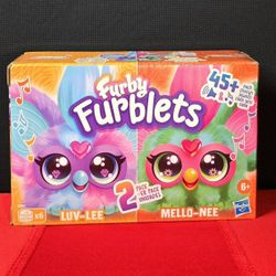 💕Hasbro Furby Furblets 2-Pack featuring the characters Luv-Lee and Mello-Nee. Key features include