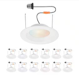 5/6 in. Adjustable CCT Dimmable Integrated LED Recessed Light (12 pack)