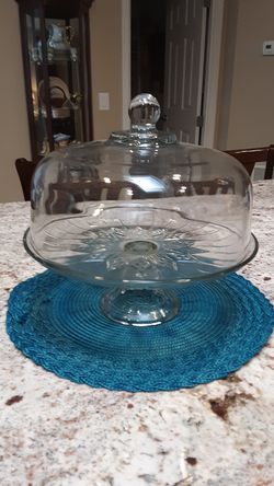 1970's anchor-hocking cake stand and cover