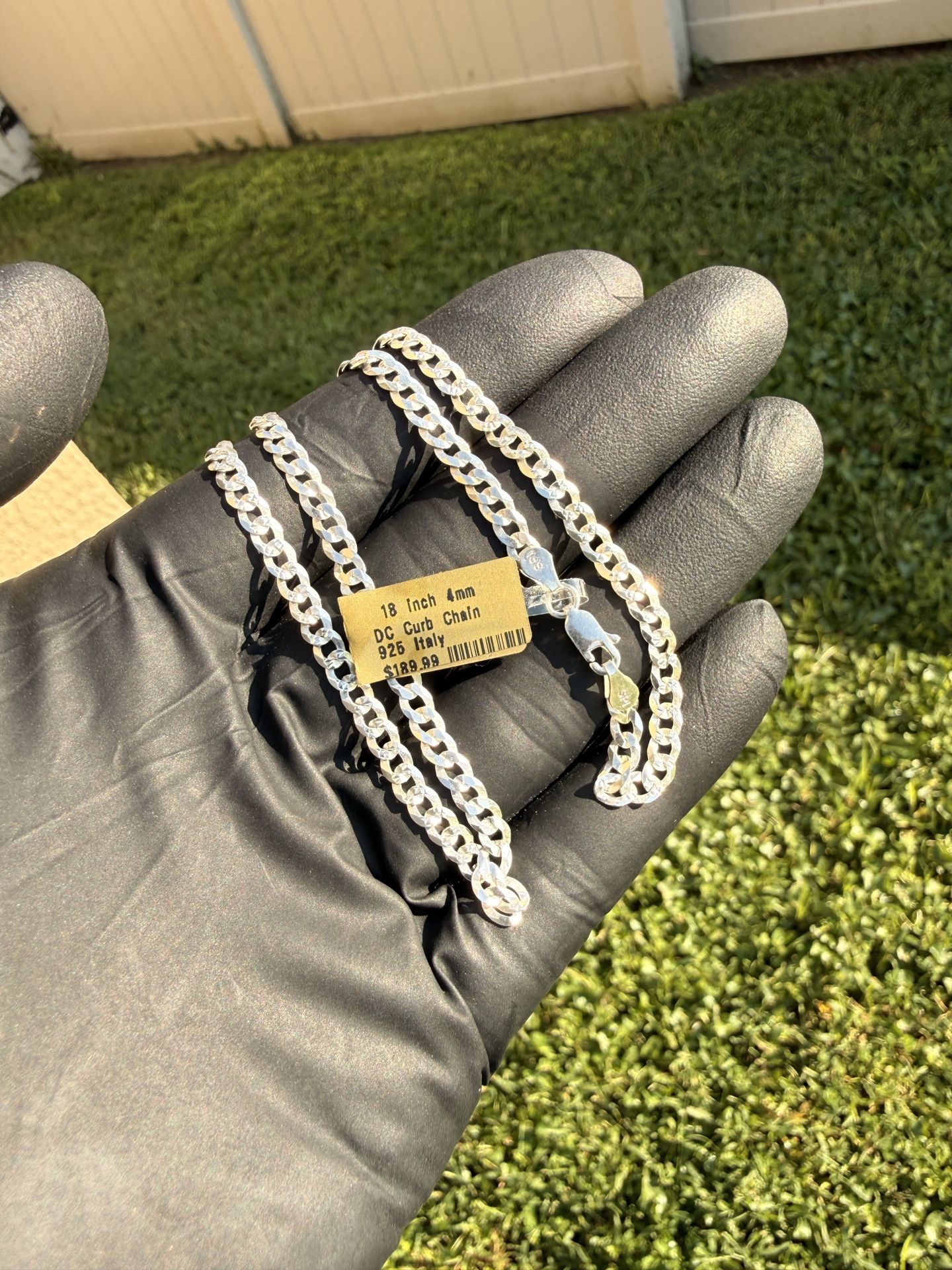 18 years inch, 4mm diamond-cut (DC) curb chain in 925 sterling silver, made in Italy