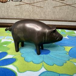 Vintage Solid Brass Pig