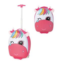 18 in. Kids Rolling Luggage Hard Shell Carry On Travel Suitcase with Flashing Wheels