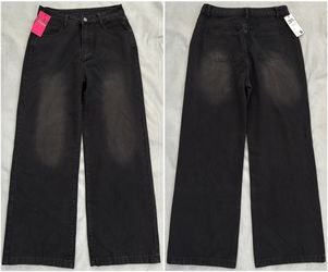 EMMIOL black wide leg baggy Y2K vintage wash relaxed fit jeans - size M