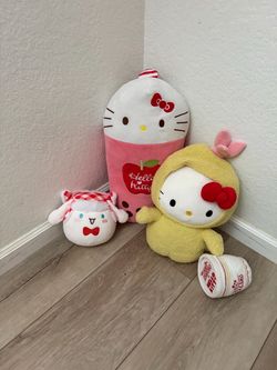 Sanrio Hello Kitty & Friends Plush Bundle – Boba, Sherpa Hoodie, Cup Noodles & Cinnamoroll