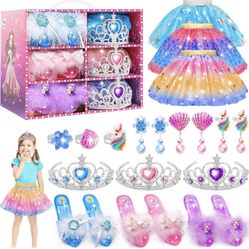 Toys for Girls,Princess Dresses for Girls,Unicorns Gifts for Girls,Princess Dress Up Clothes for Little Girls,Skirts,Princess Shoes,Crowns,Jewery,2 3 